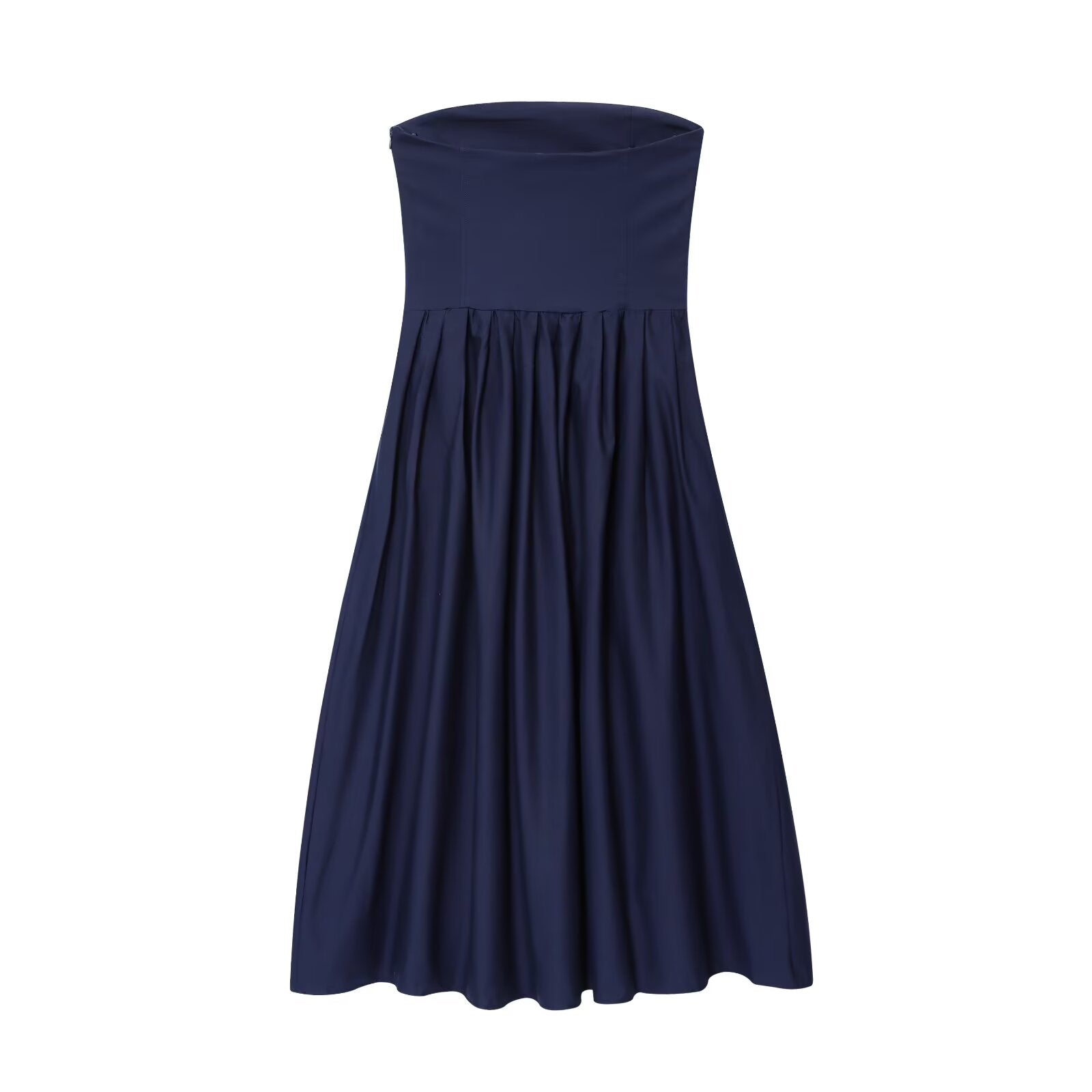 Women's 2025 new fashion sleeveless poplin strapless MIDI dress