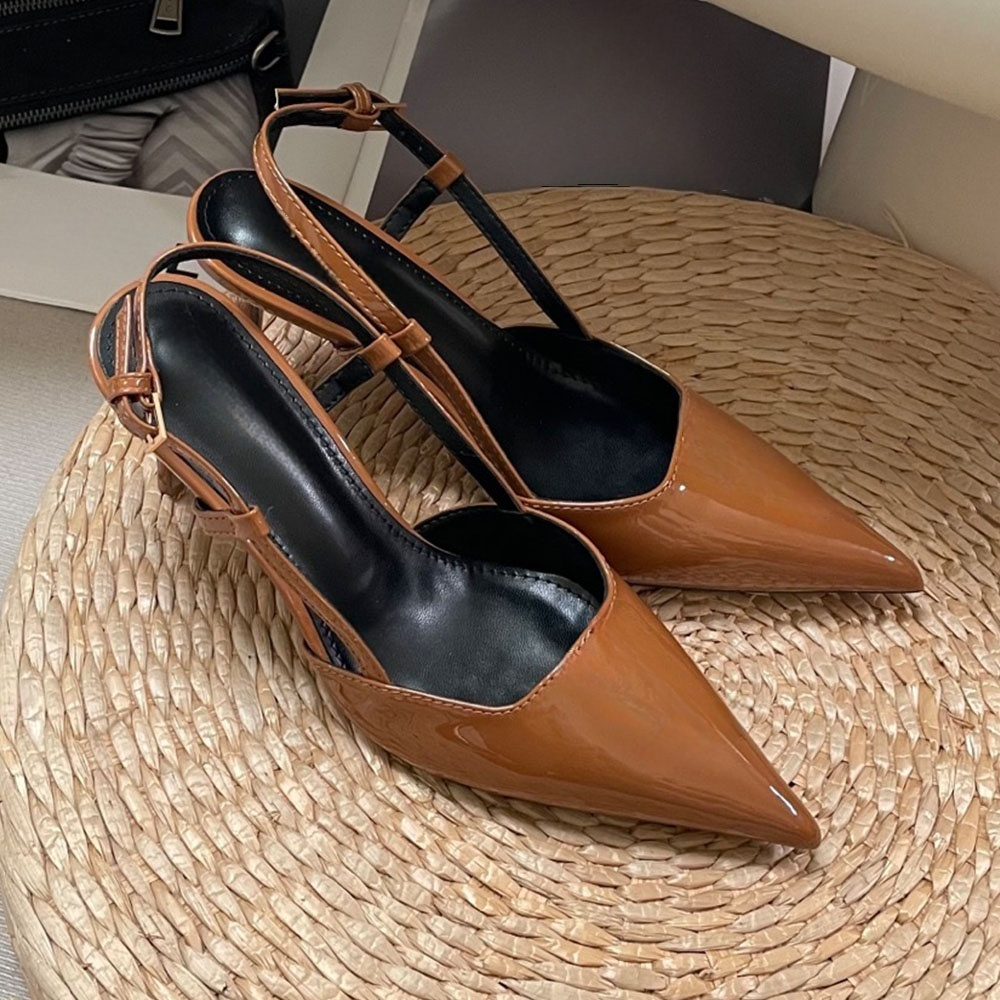 Women's new metal letter pointed high heels