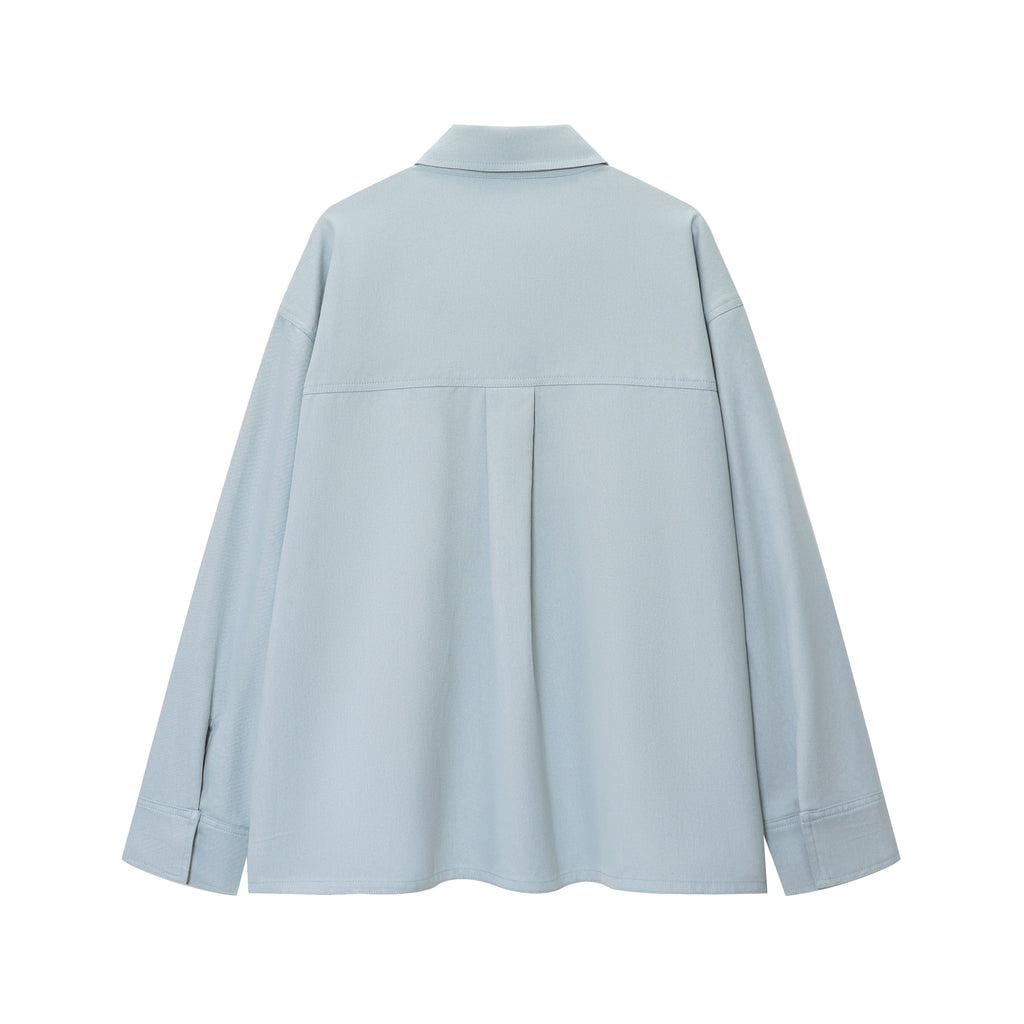 Women's new fashion pocket decoration loose button up shirt