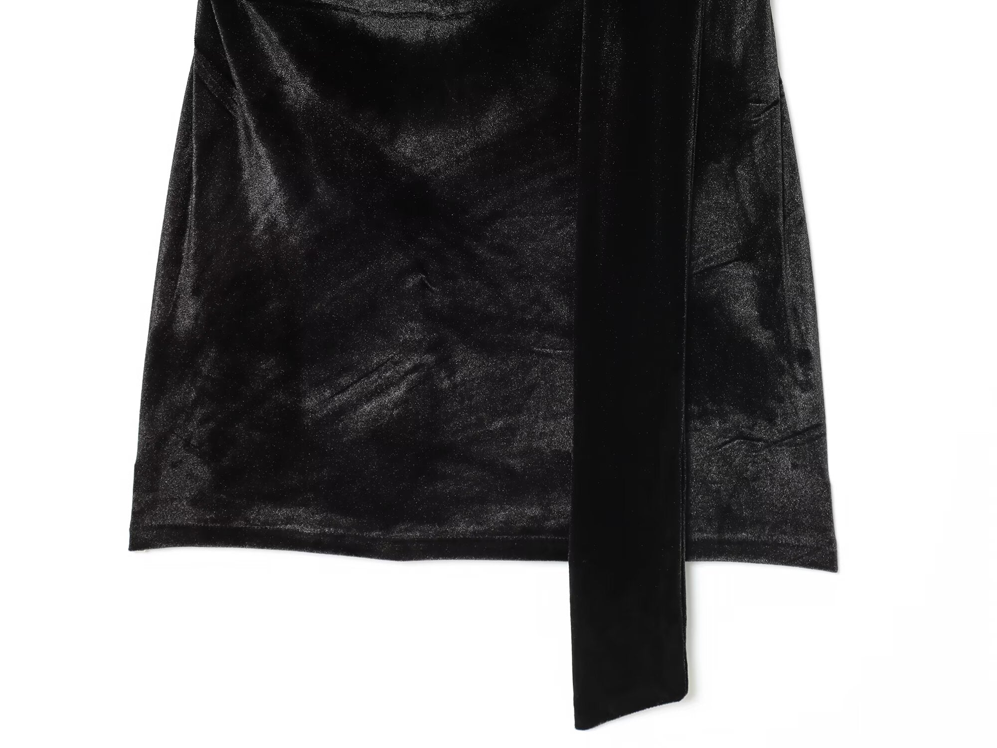 Women's new scarf decoration slim pleated velvet mini dress