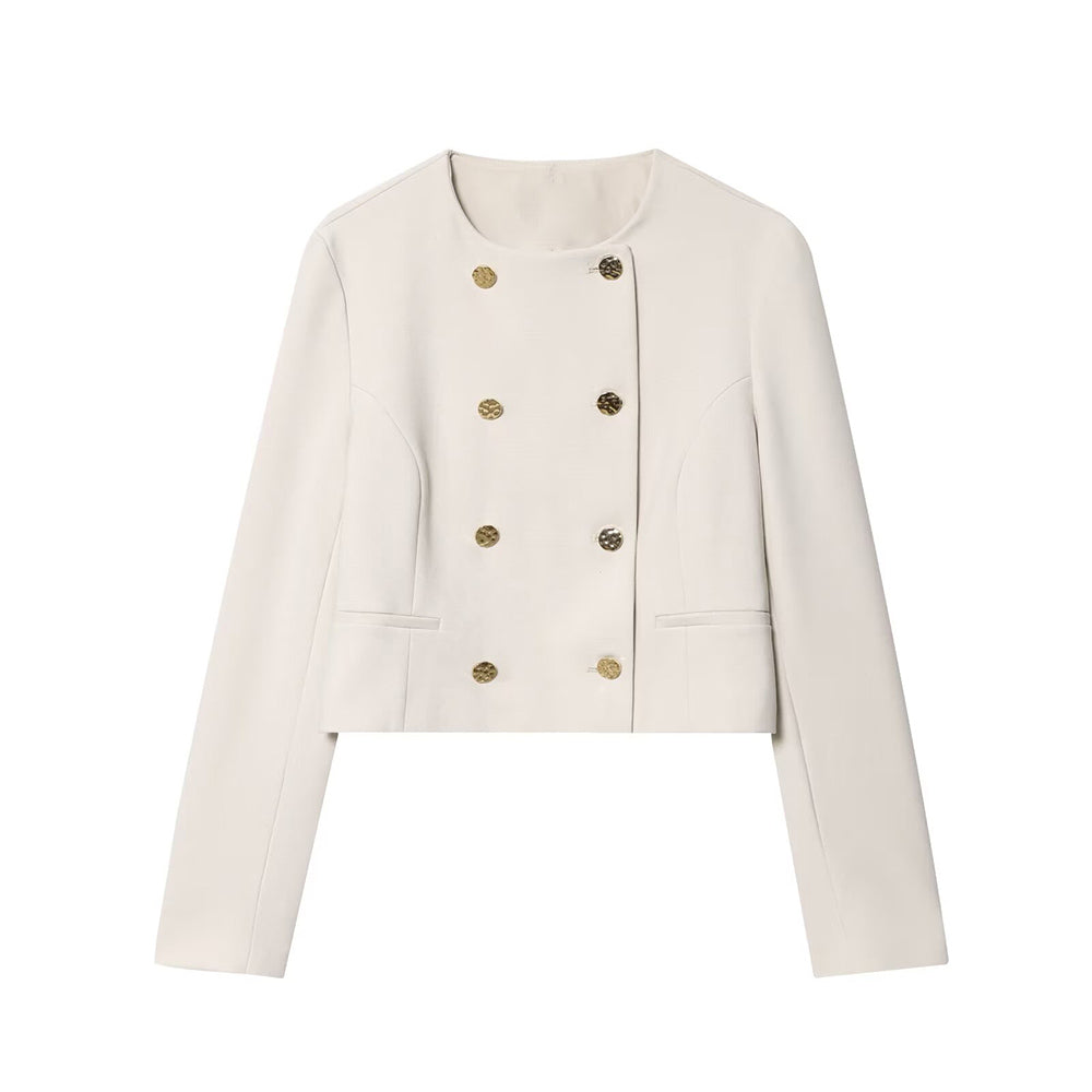 Women's 2025 new fashion short double breasted suit Coat+Pants suit