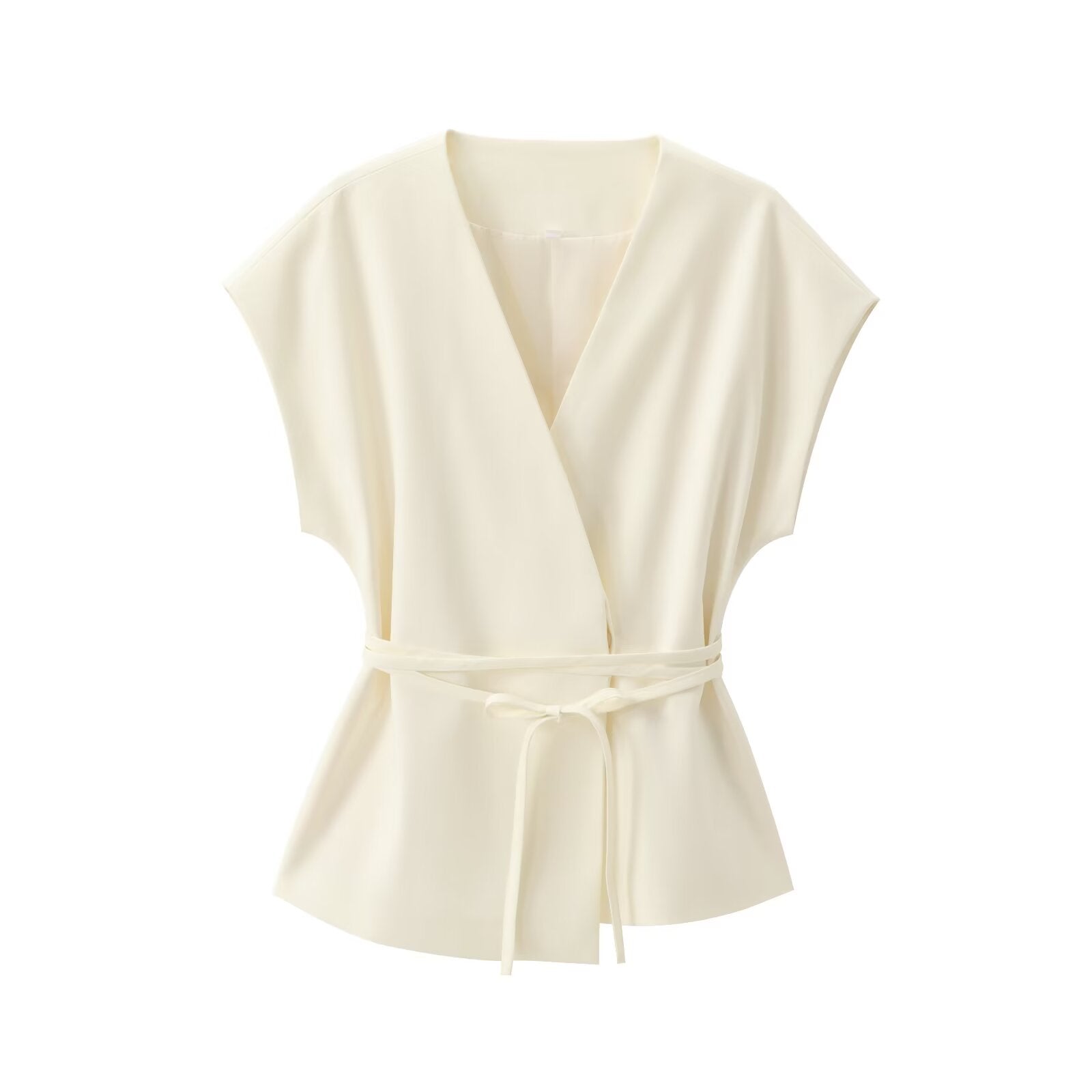 Women's new fashion with Belt casual linen blend V-neck vest+Pants suit