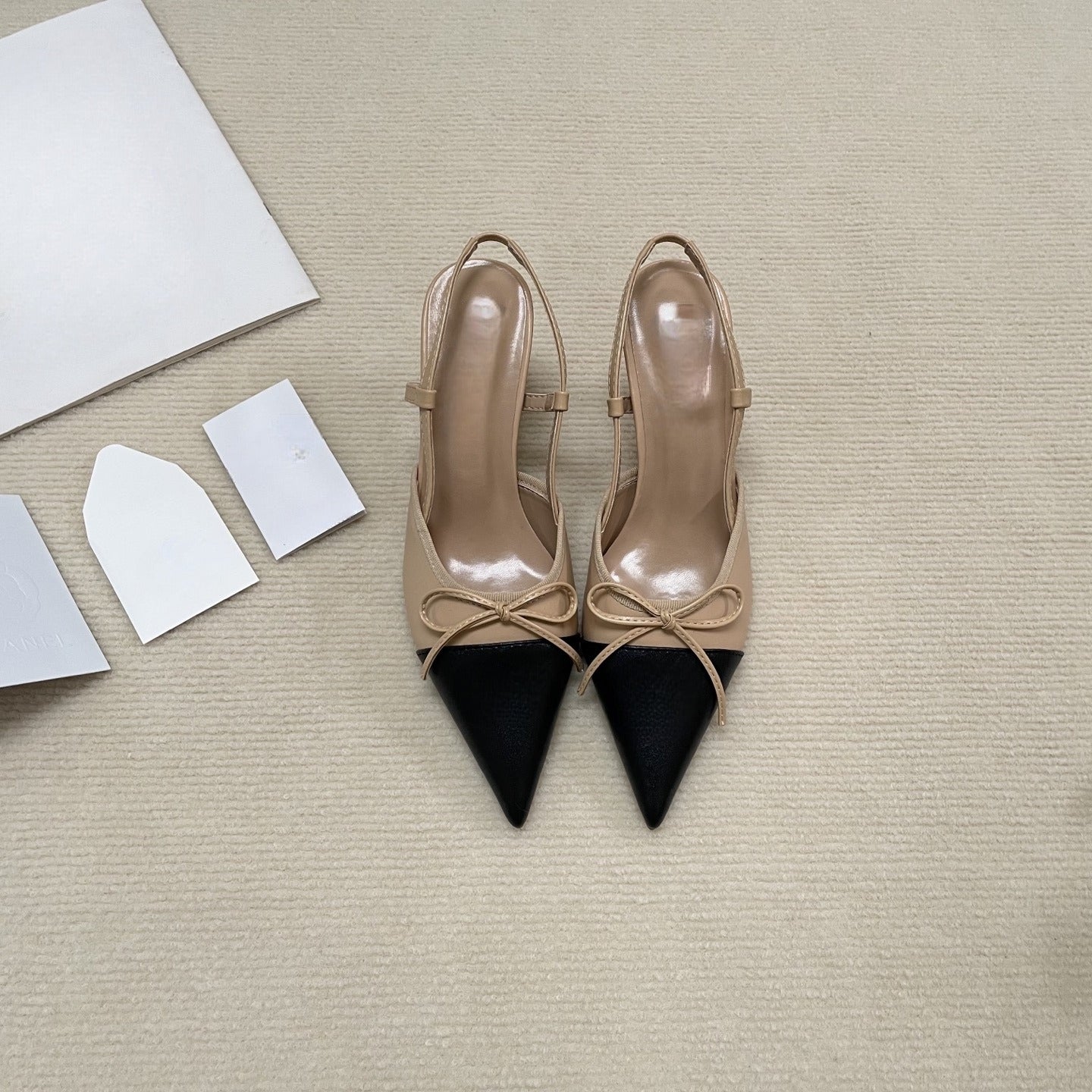 Women's New Fashion Wild Color Matching Design Bow Pointed Stiletto Heels