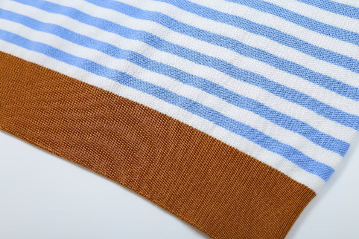 Women's round neck striped knitted top