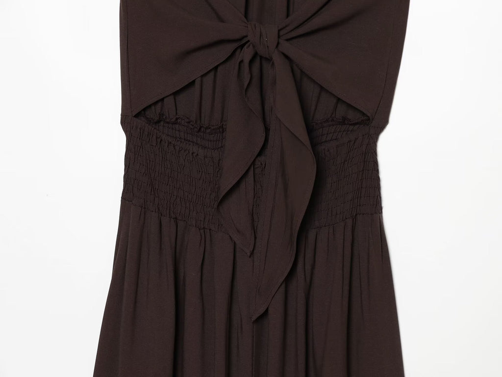 Women's beaded decorative halter neck dress