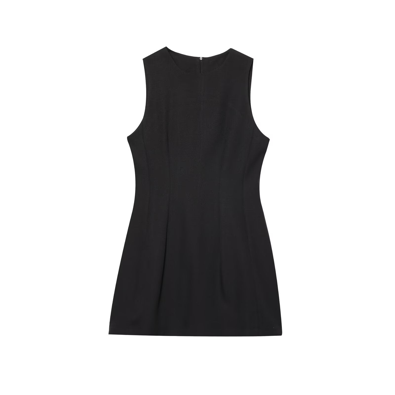Women's O Neck fluffy sleeveless mini dress