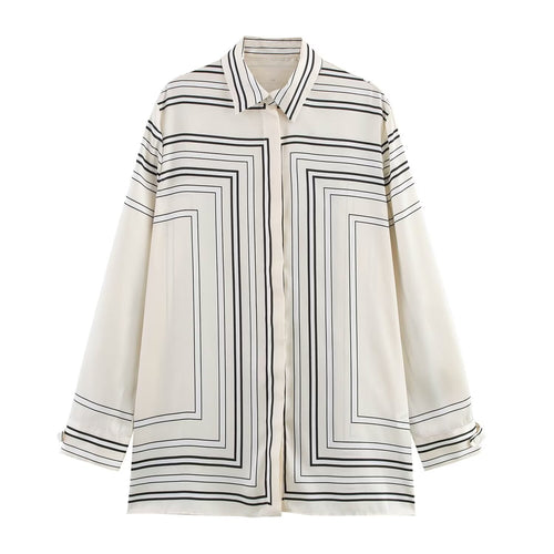 set woman 2 pieces2025 Fashion Printed shirt Vintage Long Sleeve Female + Pants Women's suit