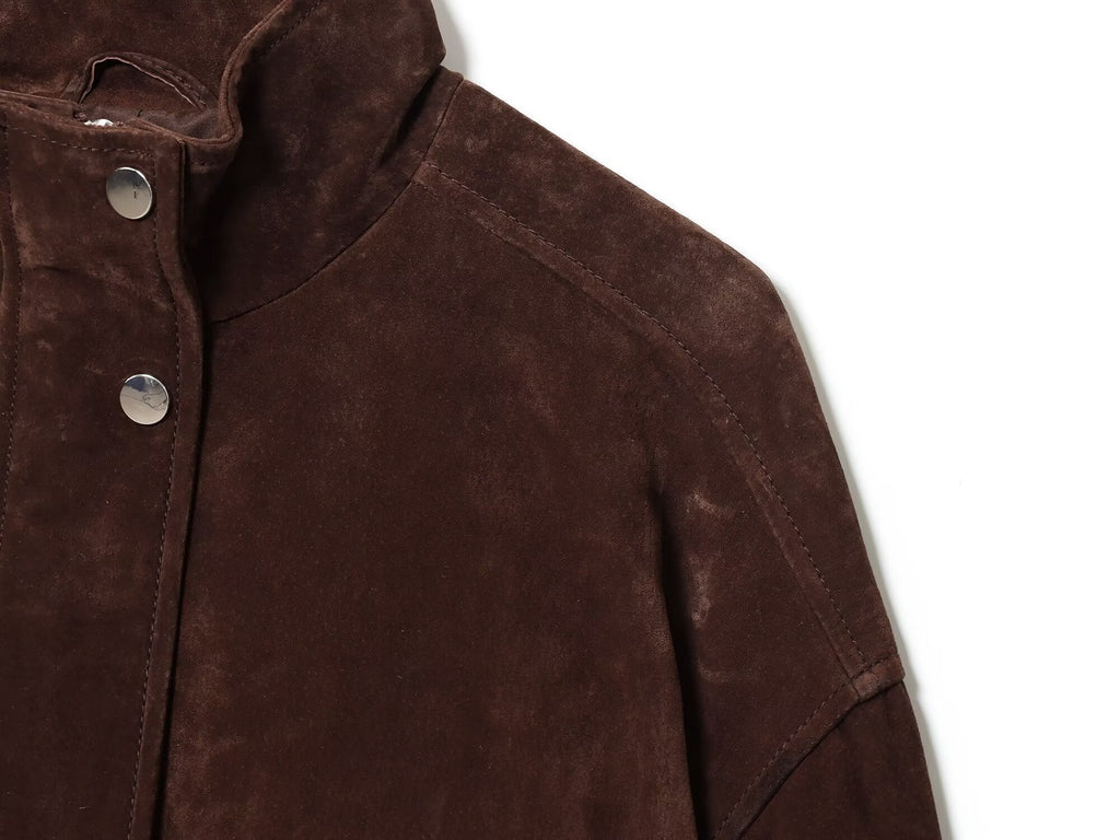 Women's new fashion anti suede effect standing collar flying jacket Coat
