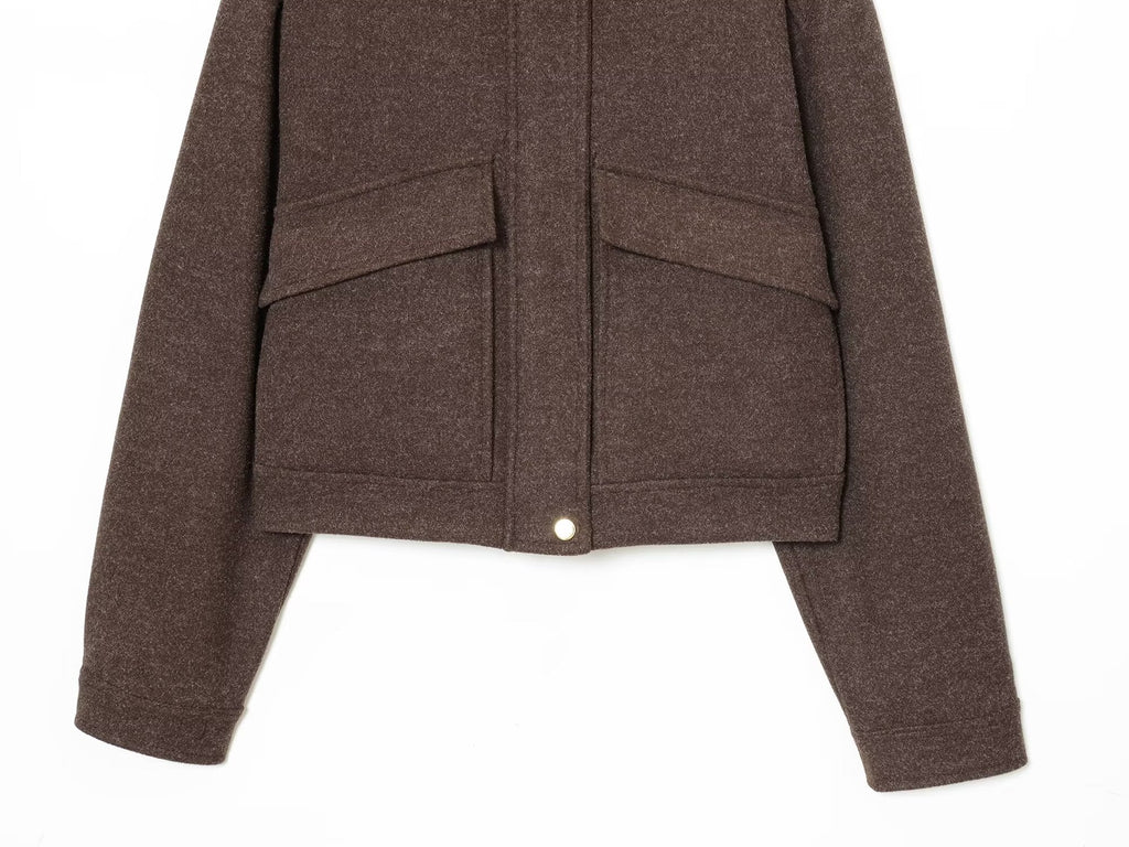 New Women's Casual Stand Collar Long Sleeve Jacket