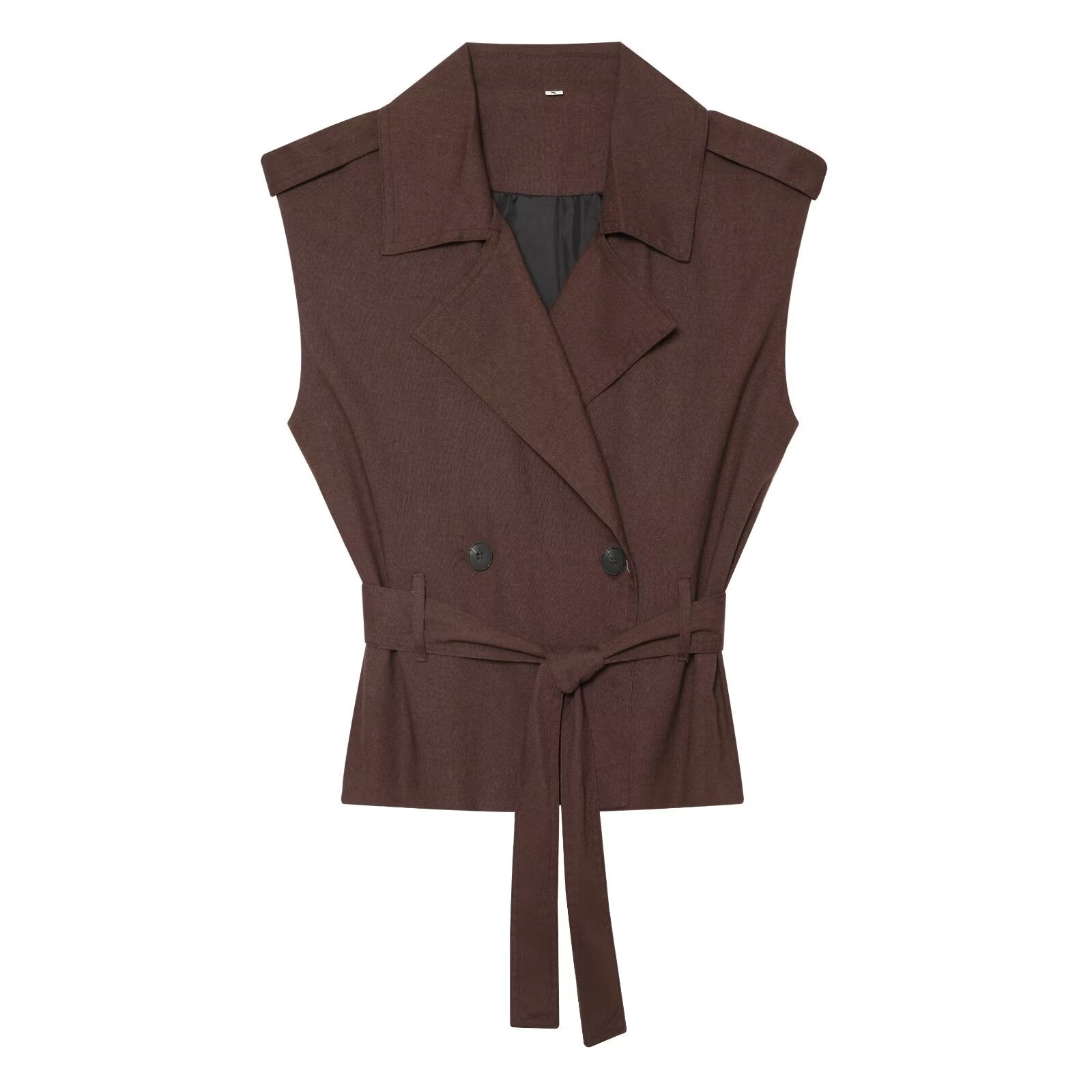 Women's with Belt sleeveless linen blend vest