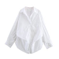 Women's 2025 new fashion pleated decoration loose single breasted striped shirt retro long sleeved pocket women's shirt chic top
