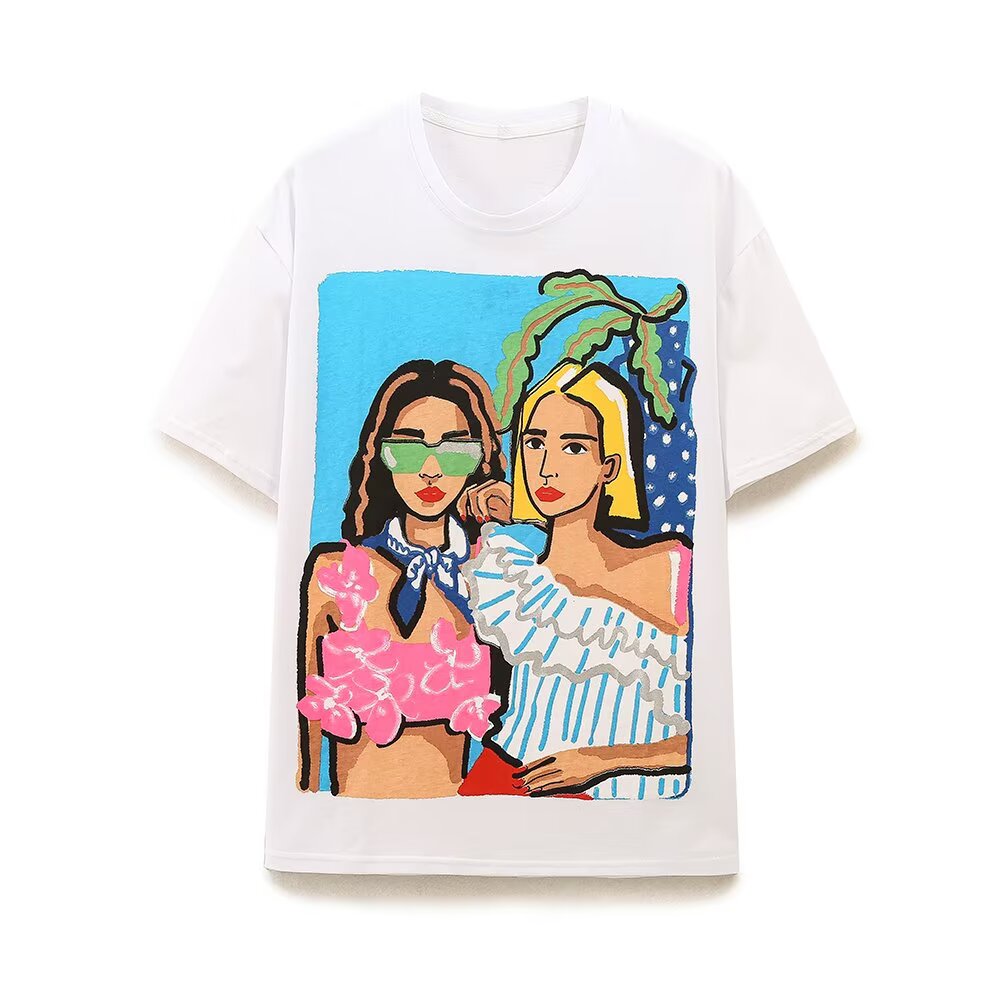 Letter printed T-shirt women's short sleeved O-neck loose T-shirt 2026 summer casual T-shirt