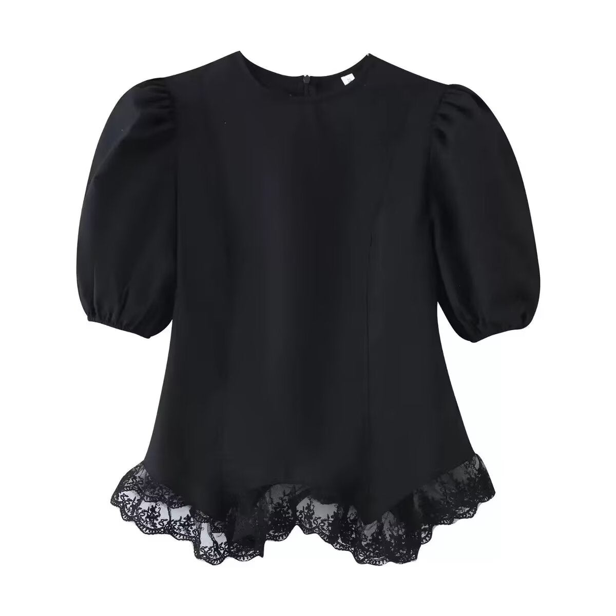 Women's lace patchwork hem short sleeved top
