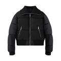 Women's black ribbed lapel down cotton Coat