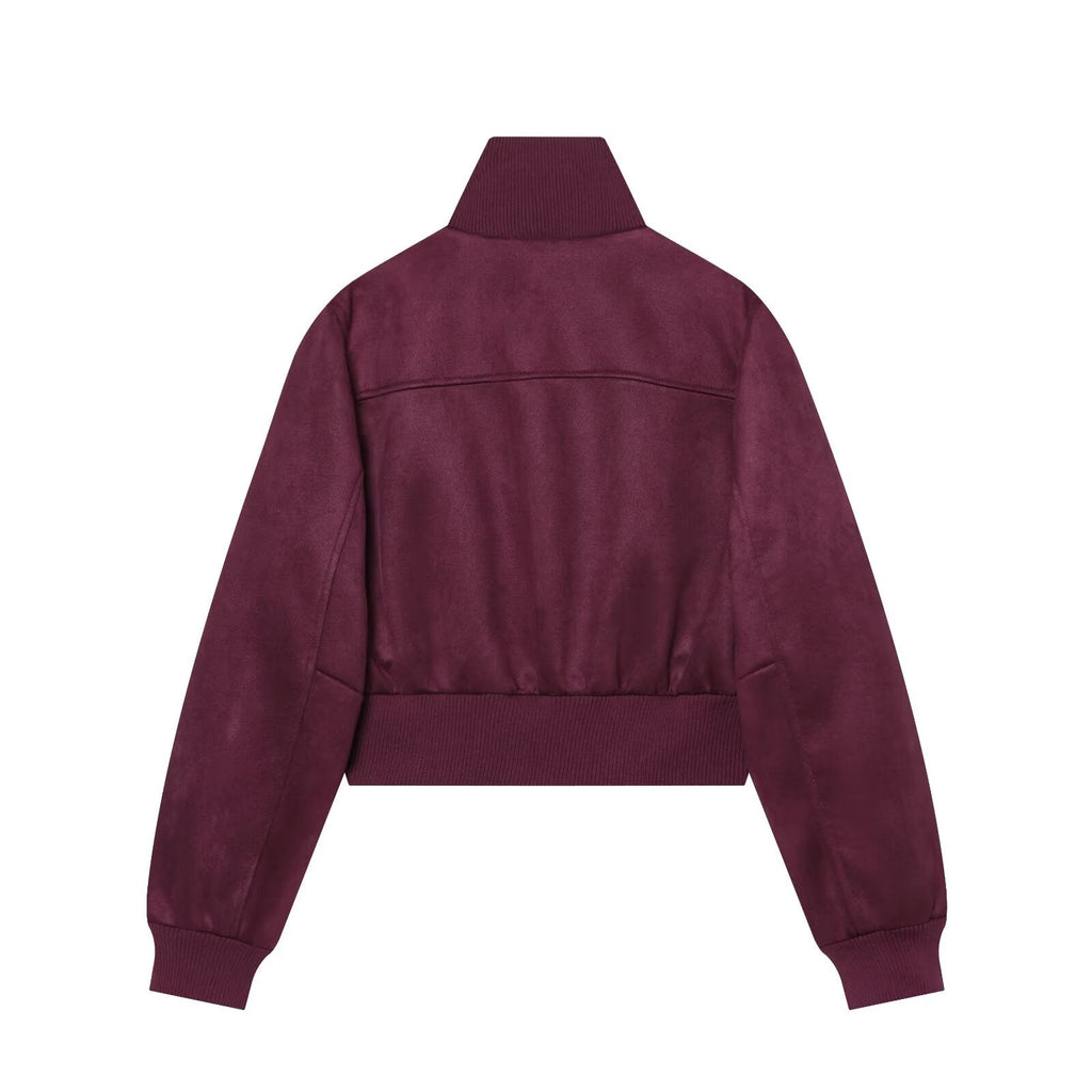 Women's Anti suede effect short stand collar Coat