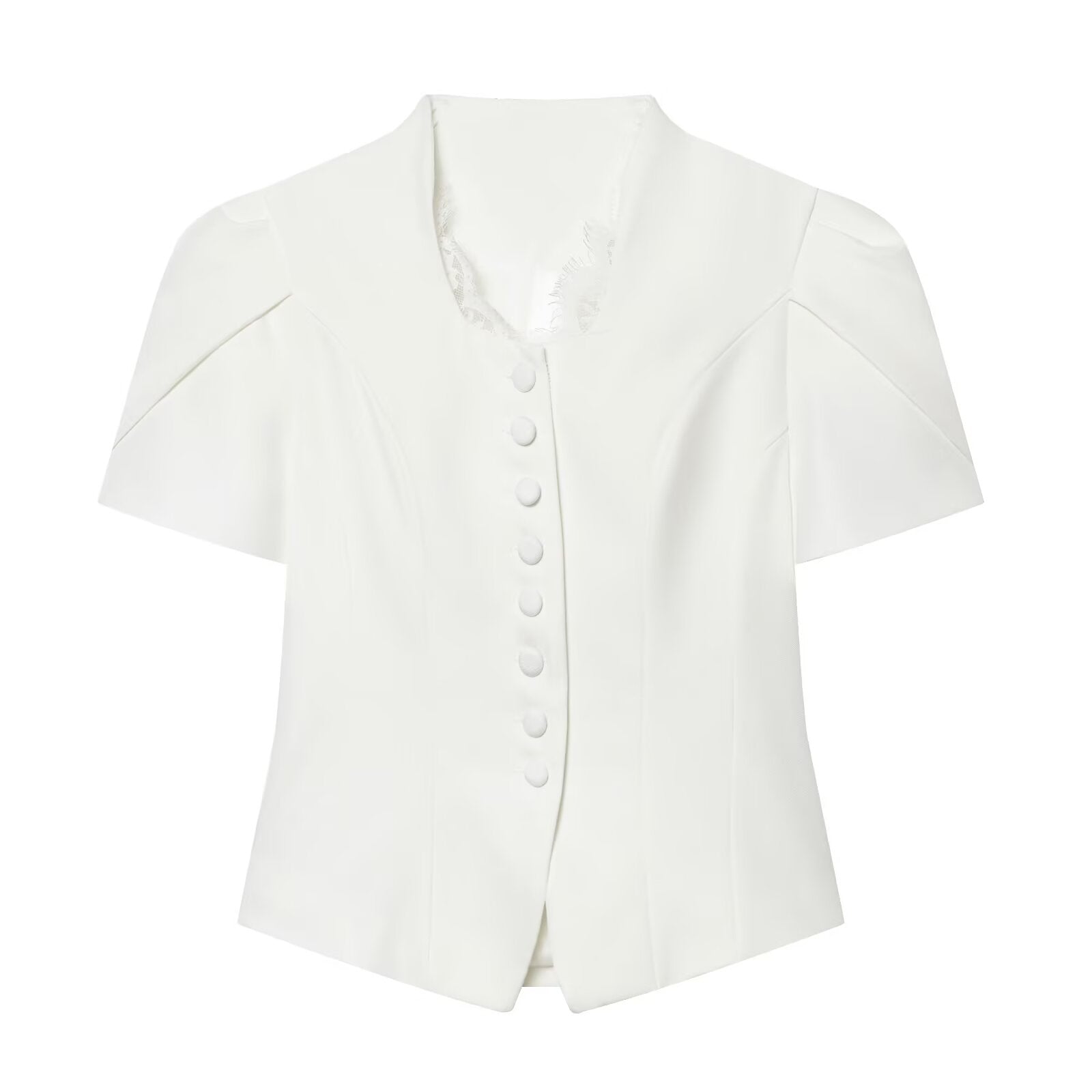 Women's new lace patchwork short sleeved Blazer top