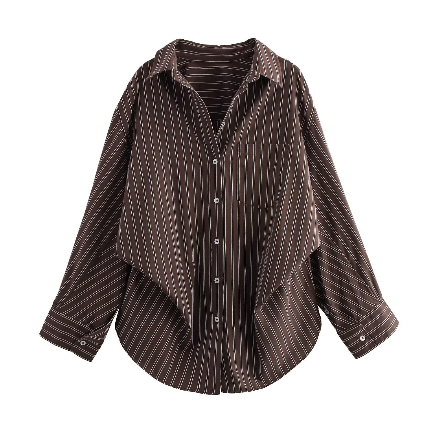 Women's' New Fashion Loose Single breasted casual Bat sleeved Poplin Shirt