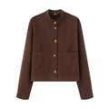 Women's casual stand collar twill coat