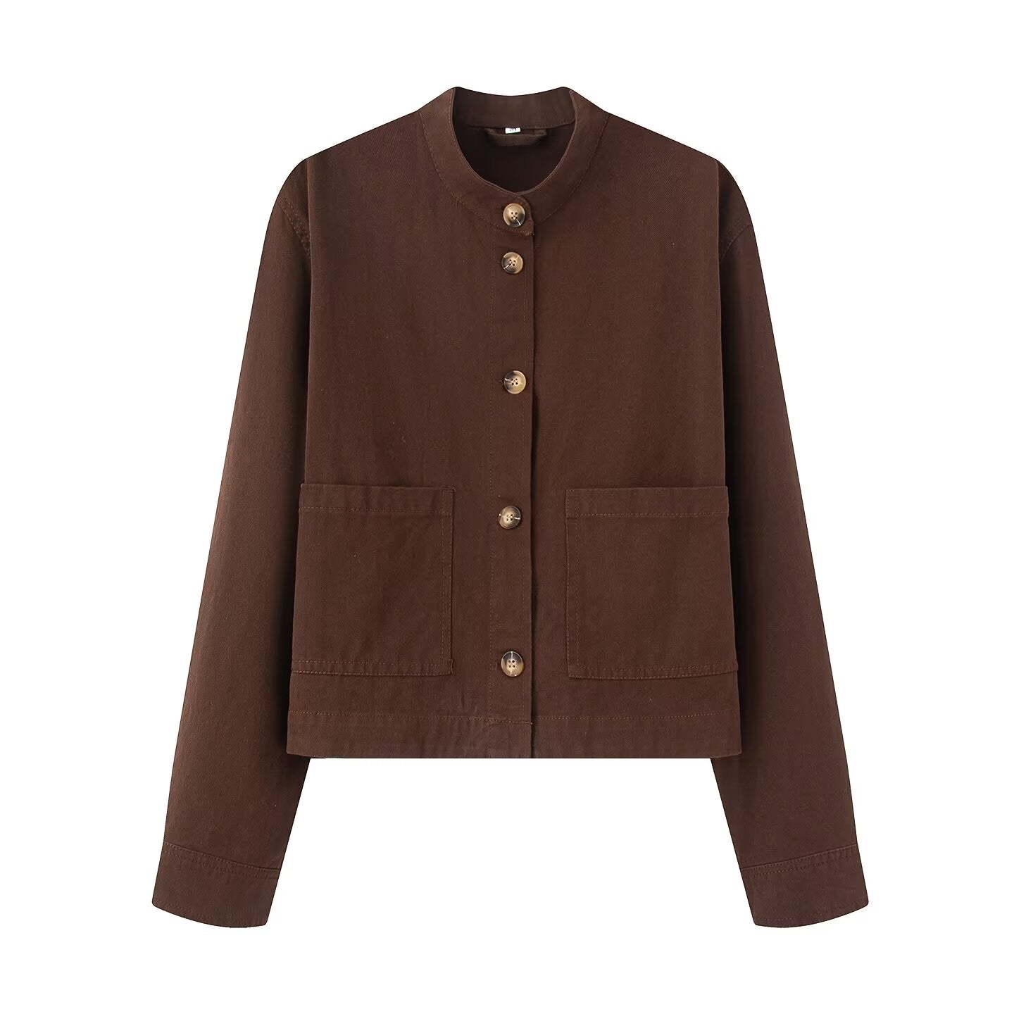 Women's casual stand collar twill coat