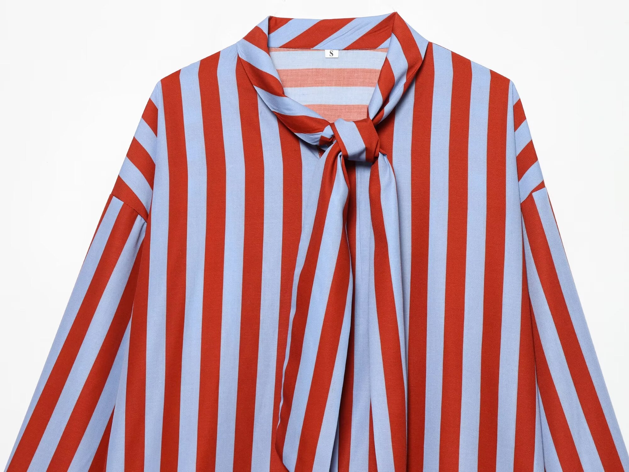 Women's bow decoration striped shirt