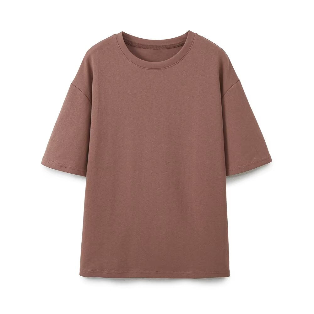 suit Women's 2 pieces washed double-sided fabric T-shirt+pants