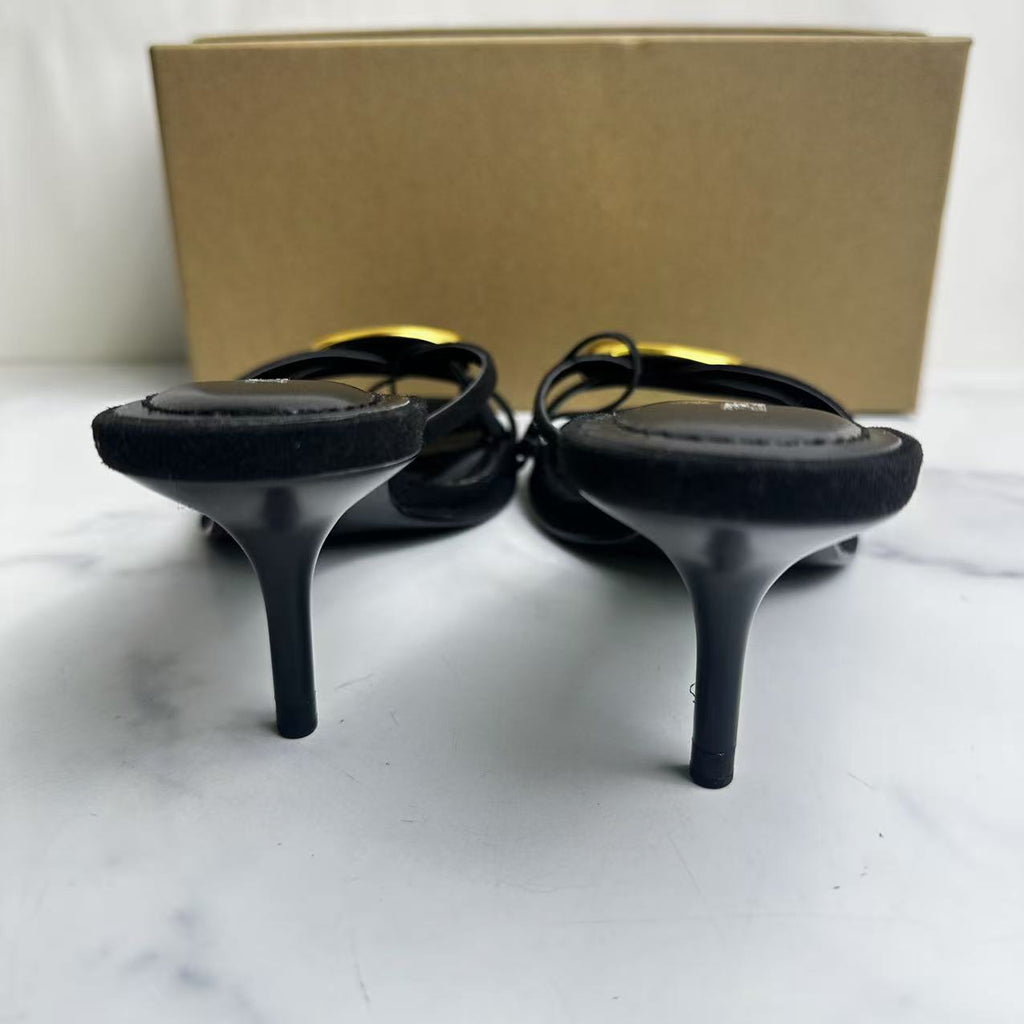 Women's New Fashion Joker High-heeled Sandals with Thin Metal Decorative Straps and Empty Design.