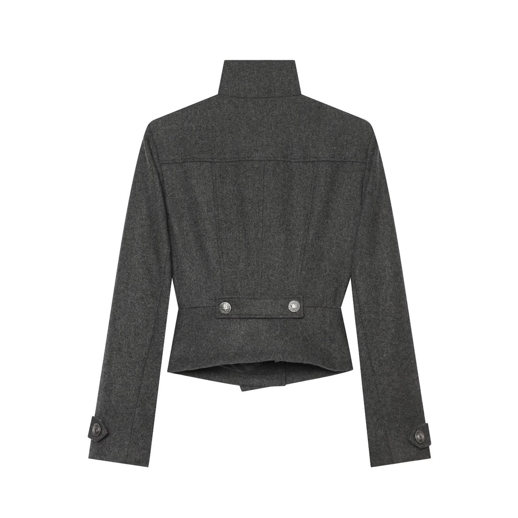Women's slim double breasted high stand collar Coat