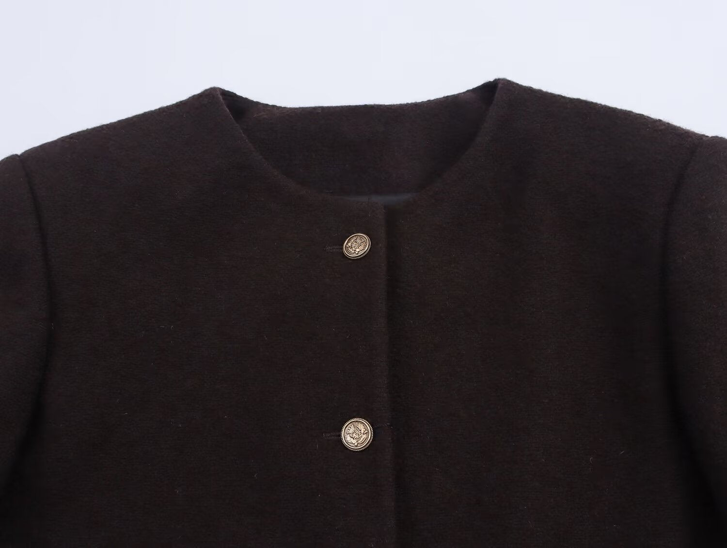 Women's autumn fashion short O Neck Button-up woolen coat