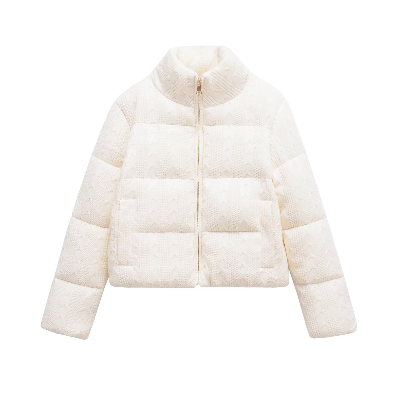 Women's standing collar warm knit pilot jacket Coat