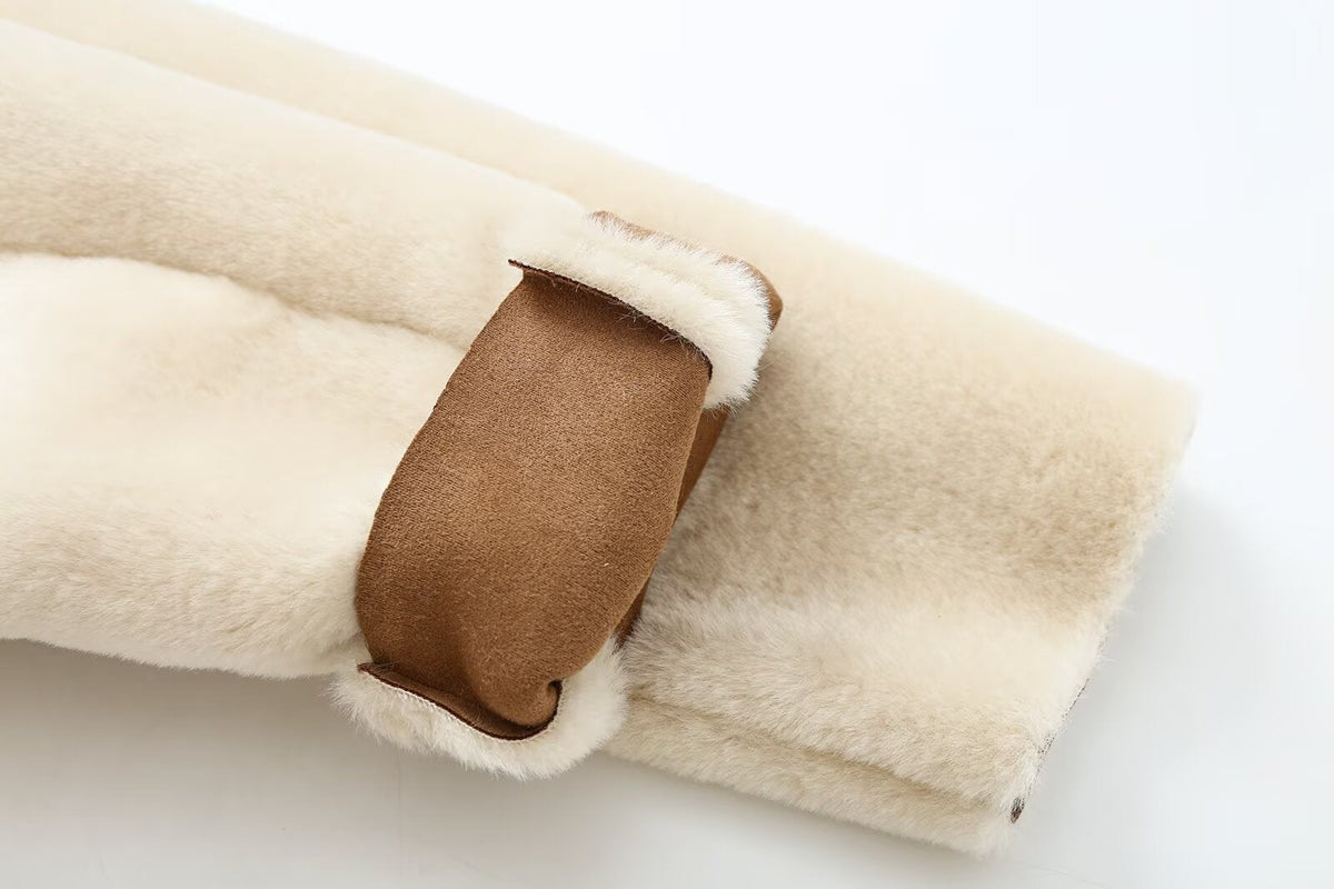 Women's faux fur effect round neck jacket Coat