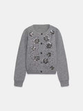Women's new fashion bead decoration O Neck knitted Coat