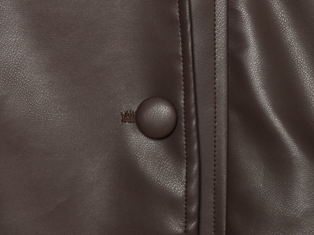 Women's back pleated leather effect jacket Coat