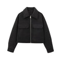 Women's short lapel zipper woolen jacket Coat