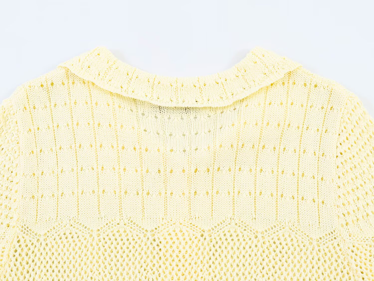 Women's short sleeved hollow knitted cardigan