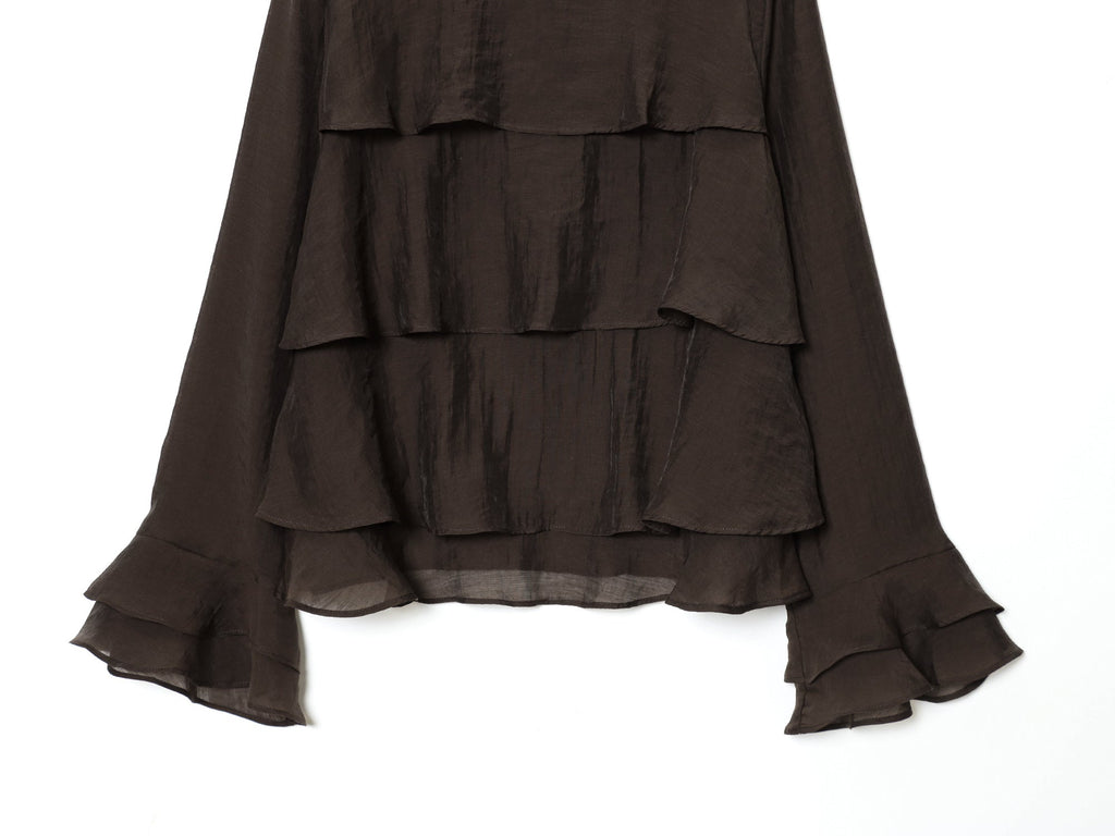 Women's new layered decoration O Neck long sleeved top