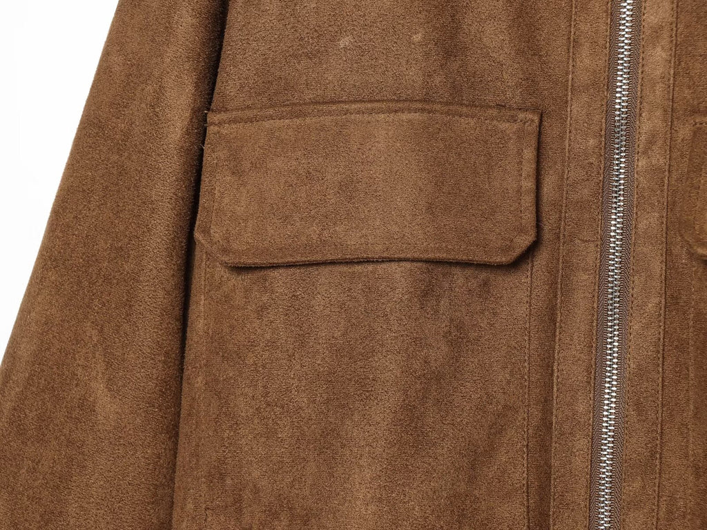 Women's suede texture short pilot jacket Coat