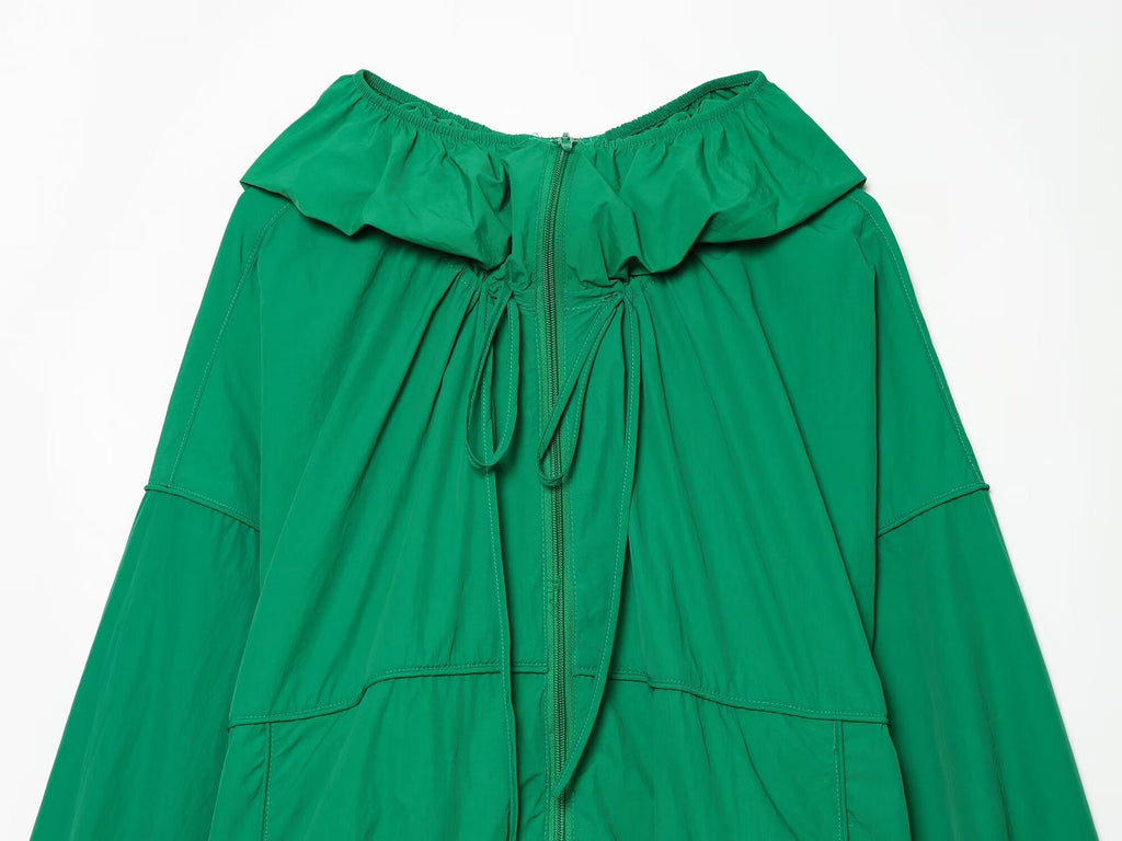 Women's loose hooded technology fabric Coat