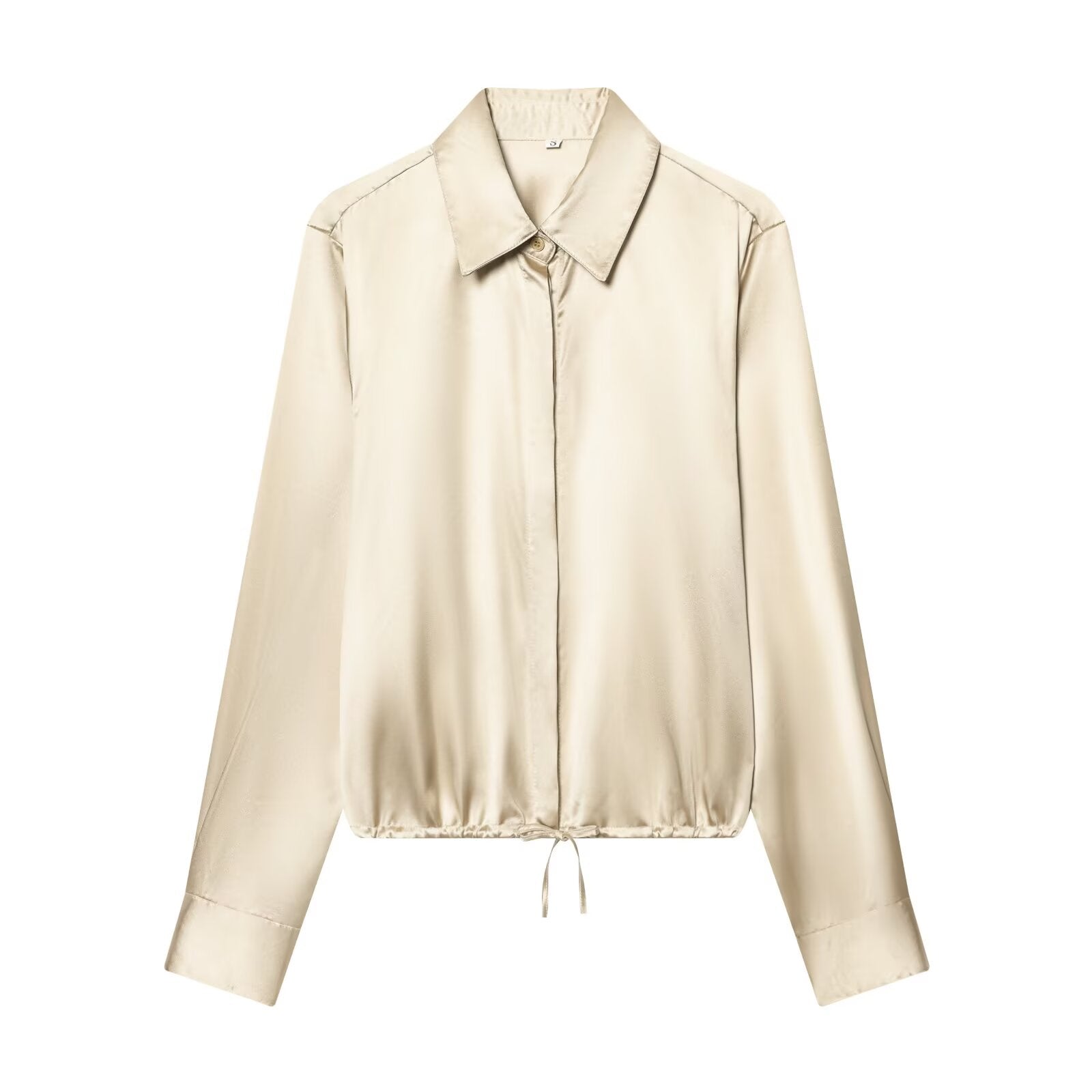 Women's with drawstring satin textured shirt