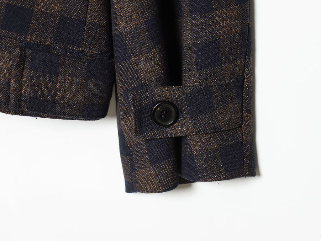 Women's casual double breasted plaid Coat