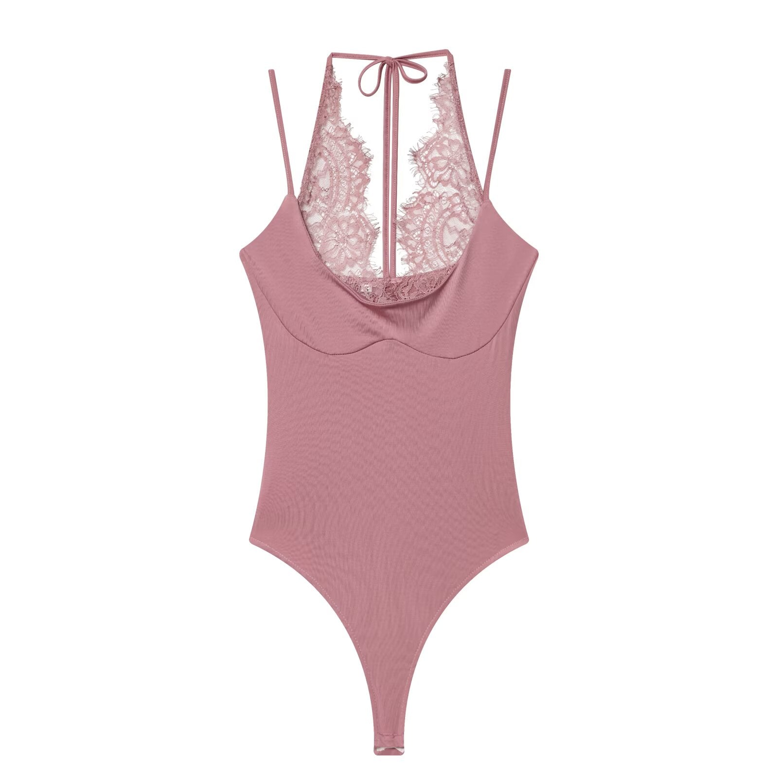 Women's patchwork lace halter neck jumpsuit