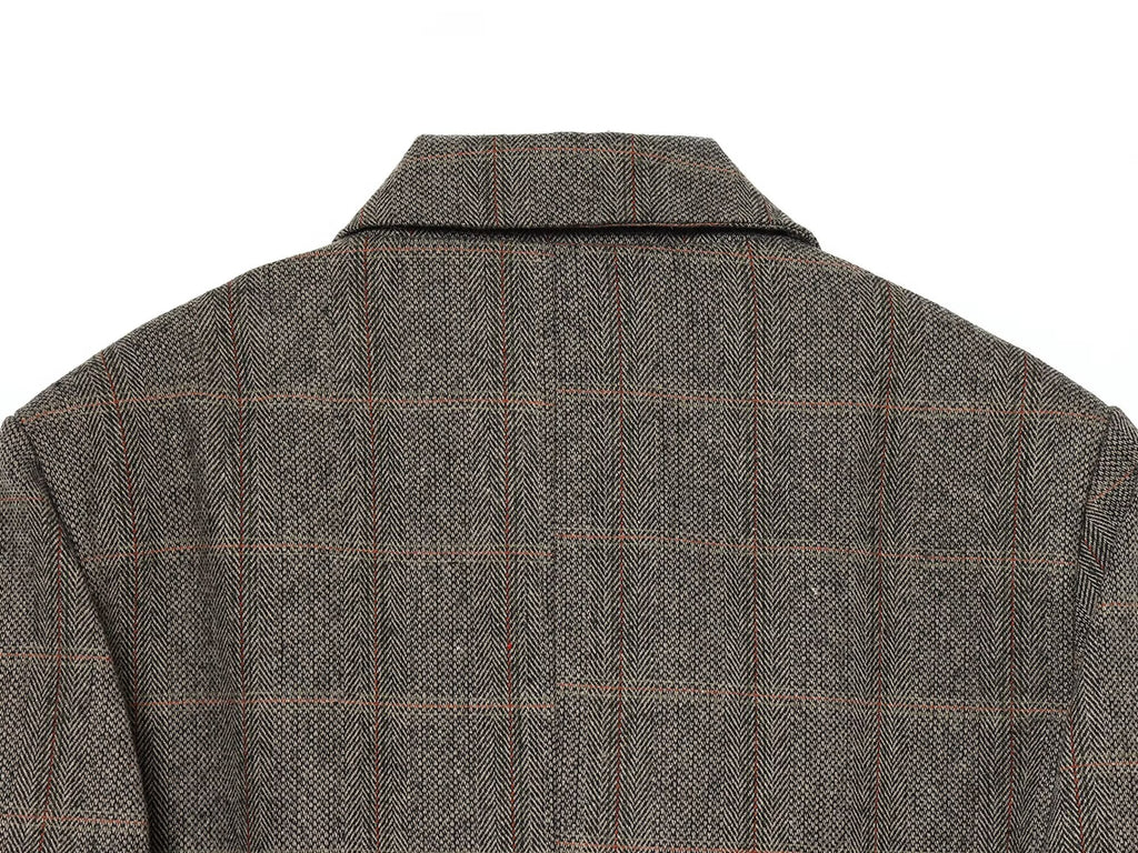 Women's loose wool blended plaid Blazer Coat