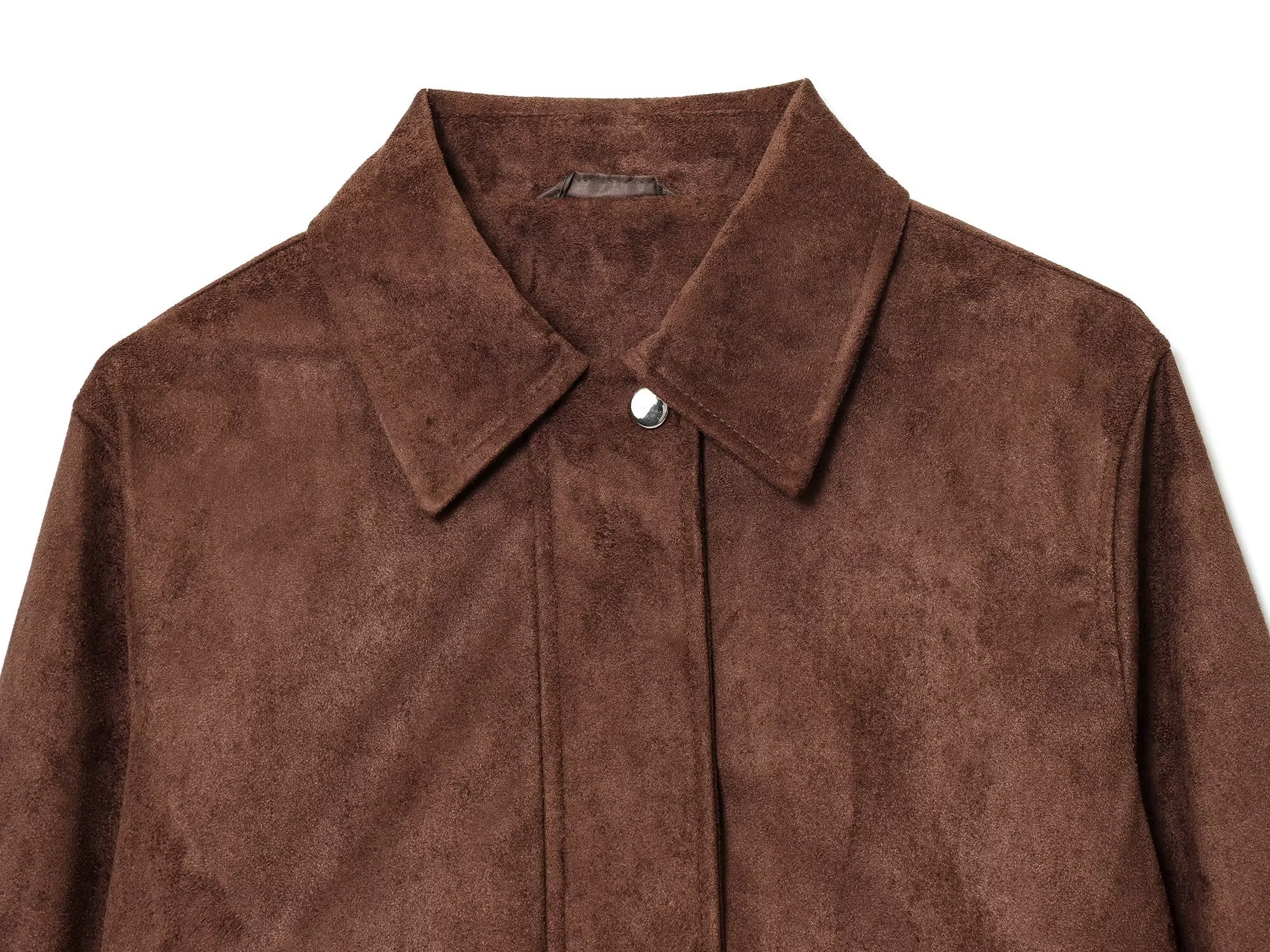 Women's new fashion suede texture short zipper jacket Coat
