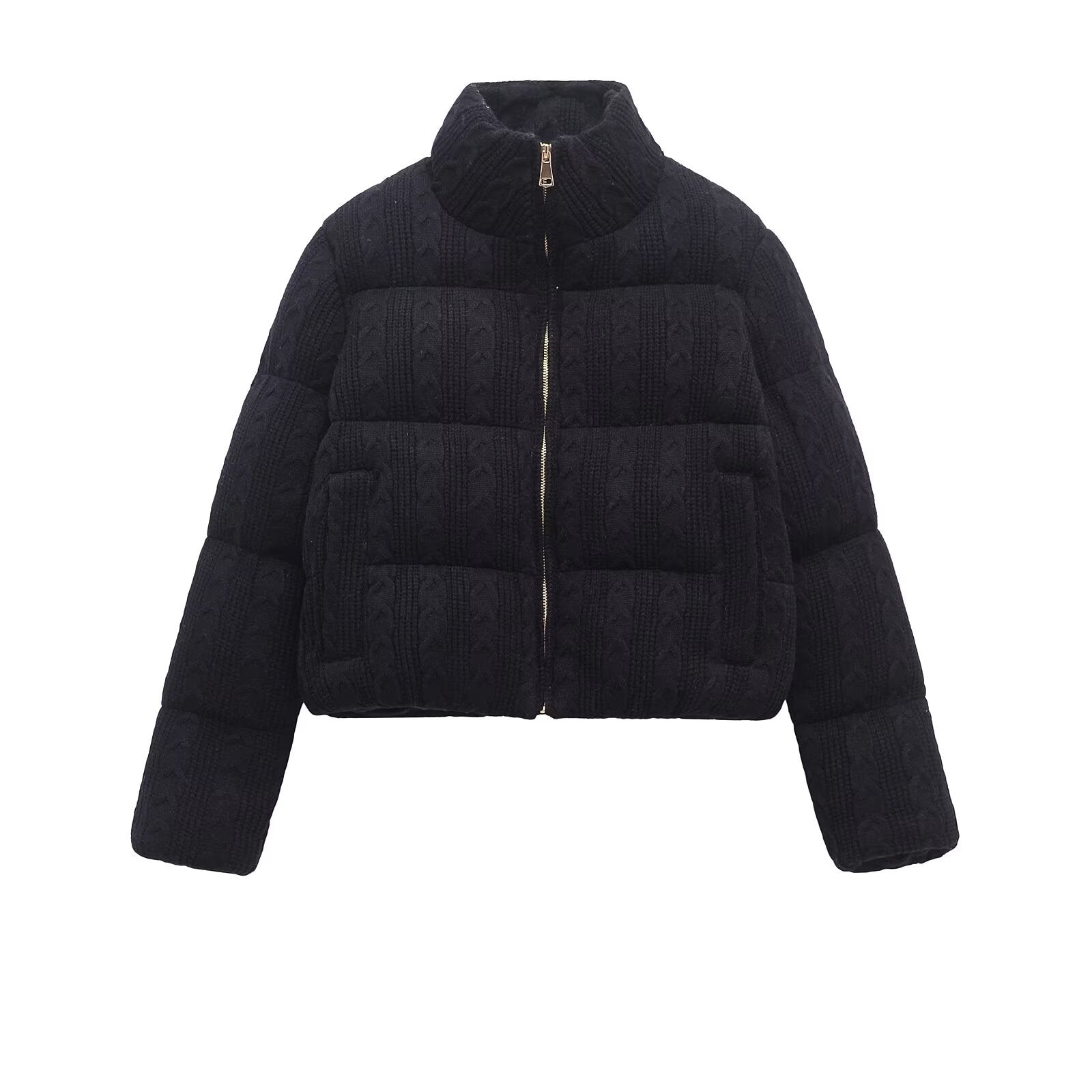 Women's standing collar warm knit pilot jacket Coat
