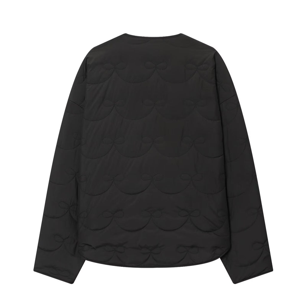 Women's 2025 new fashion bow decoration warm quilted Coat