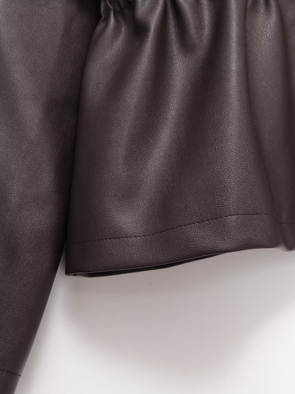 Women's elastic waist lapel Faux Leather jacket Coat