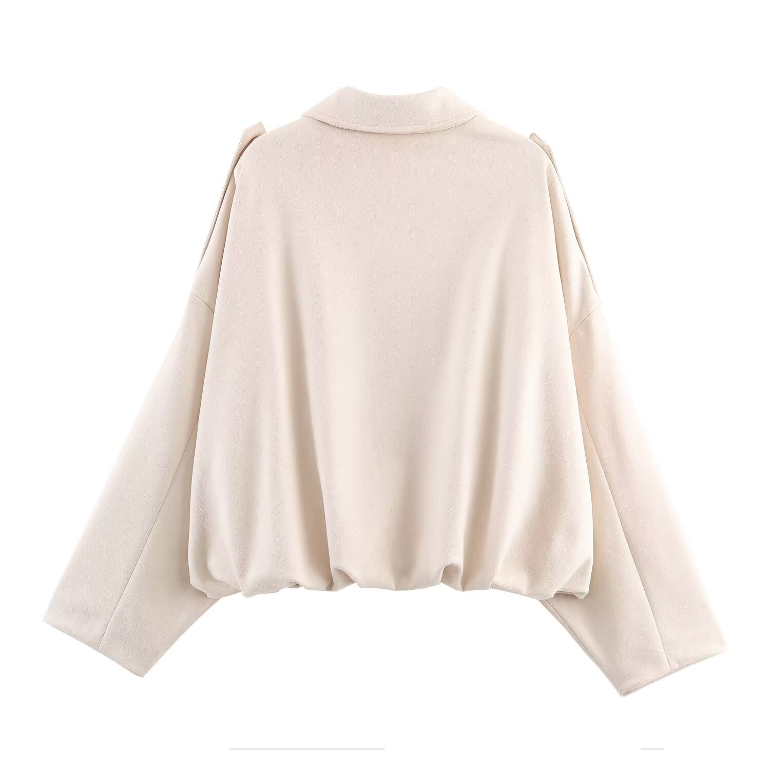 Women's new fashion faux suede effect loose bat sleeves flight jacket Coat