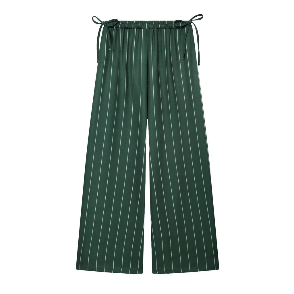 Women's loose linen blended striped pants