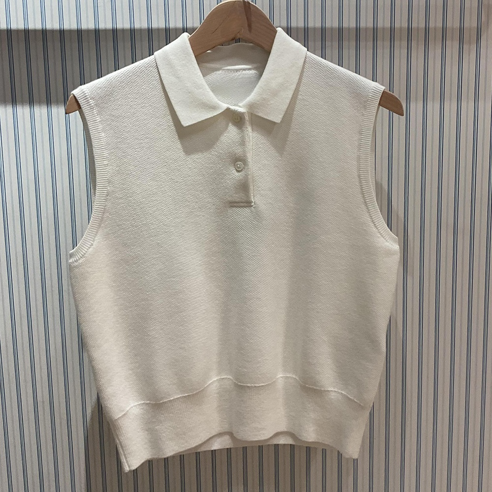 Women's new fashion lapel sleeveless knitted pullover vest