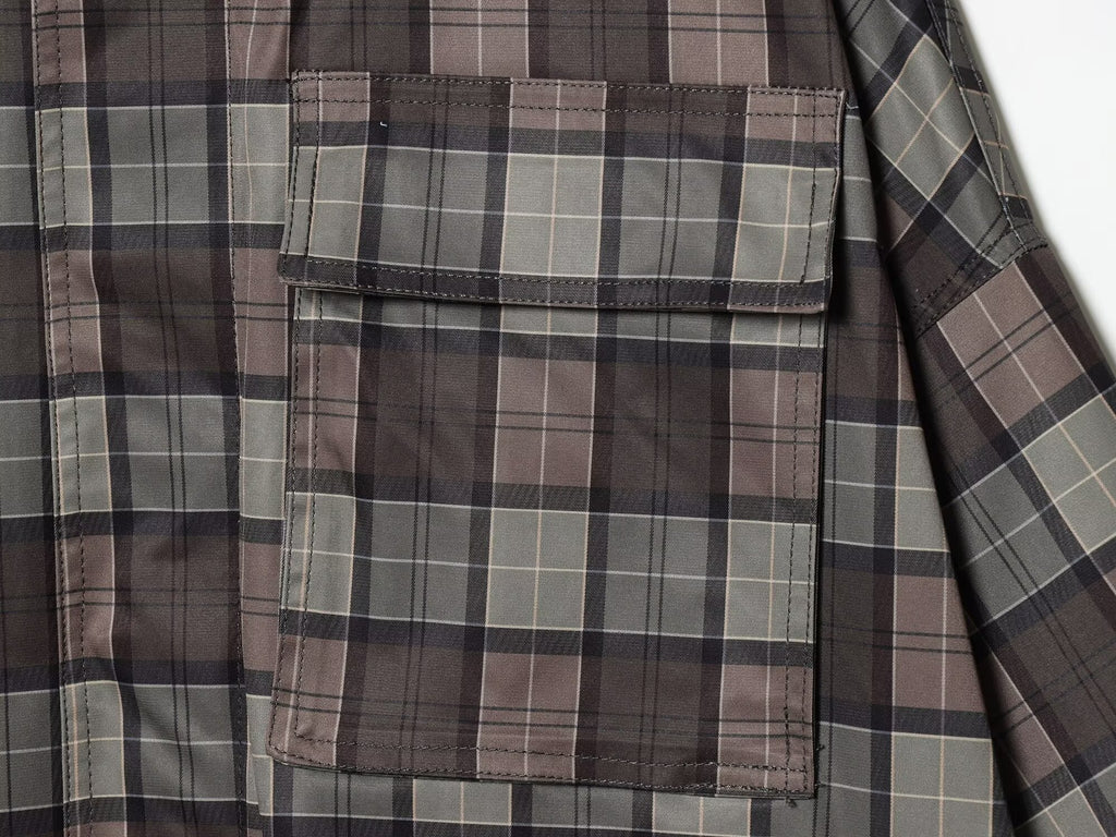 Women's loose standing collar plaid Windbreaker coat