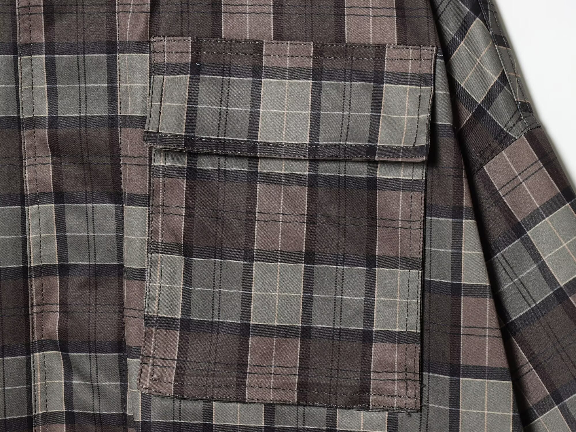 Women's loose standing collar plaid Windbreaker coat